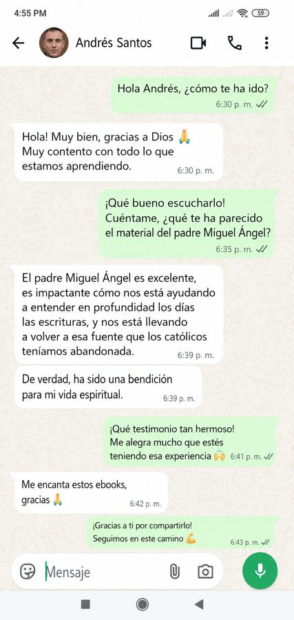 Testimonio de Andrés por WhatsApp