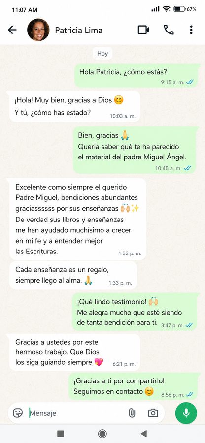 Testimonio de Patricia por WhatsApp